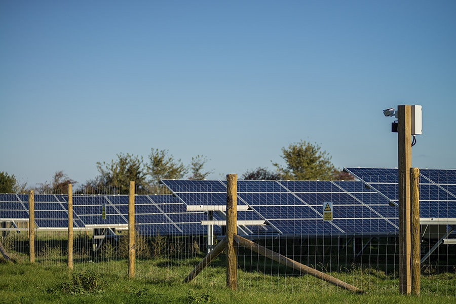 Fencing surrounding the solar farm